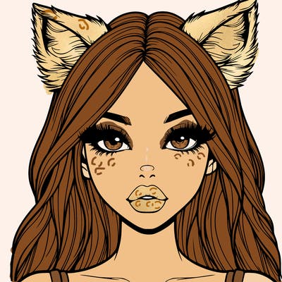 realistic girl with fox ears and realistic lips