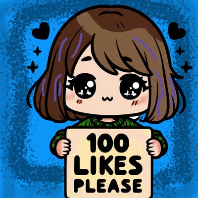 cute girl holding a sign saying 100 likes please