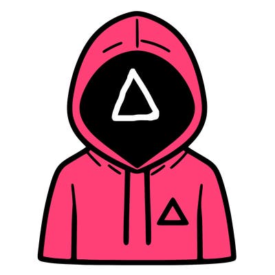 a person with non face waering a hoodie with a small triangle symbol