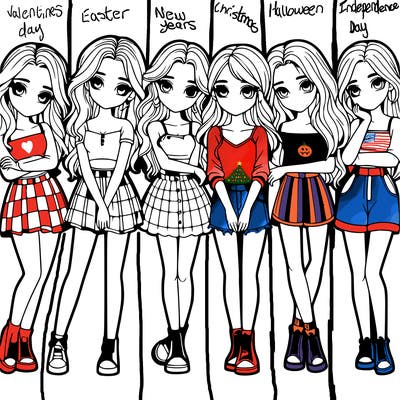 a group of girls realistic