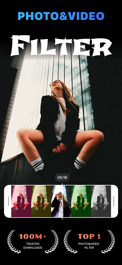 MotionAI: AI Video Filter - Una mujer usando la aplicación MotionAI para aplicar varios filtros creativos de fotos y videos.