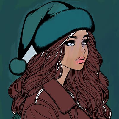 realistic girl in santa hat