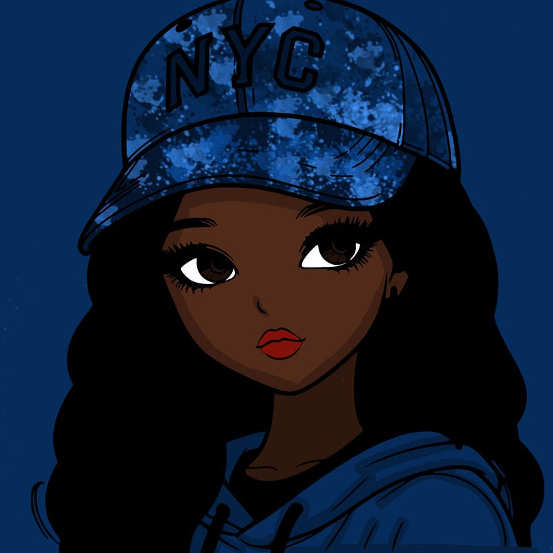 realistic girl wearing and nyc cap