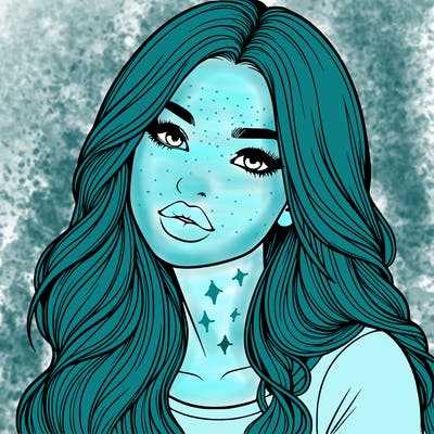 realistic girl with hair on her hair and lips