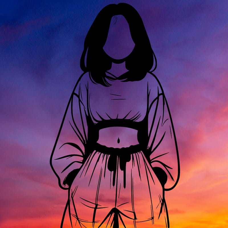 realistic girl faceless with baggy pants and a crop top