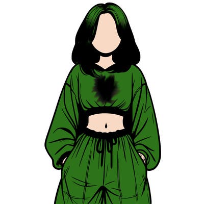 realistic girl faceless with baggy pants and a crop top