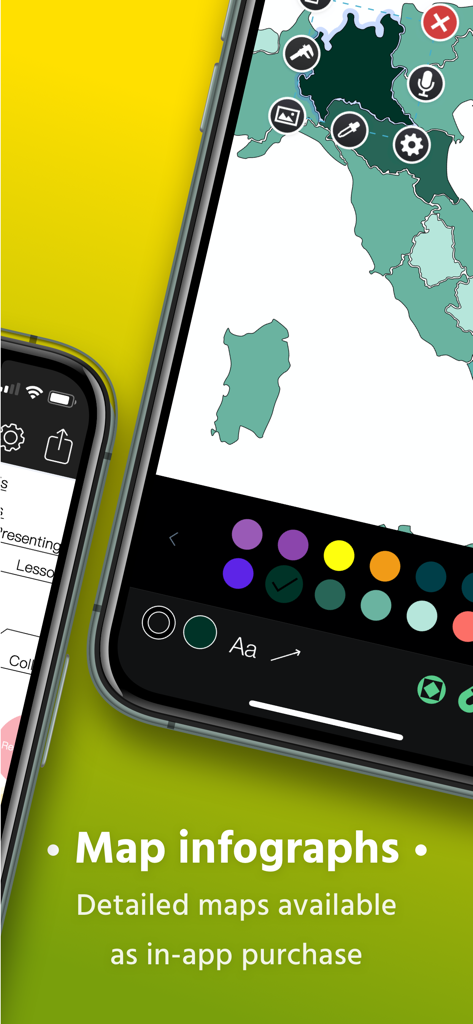 Grafio 4 - Diagram Maker - Erstellen einer Karteninfografik mit der Grafio 4 Mobile App-Oberfläche.