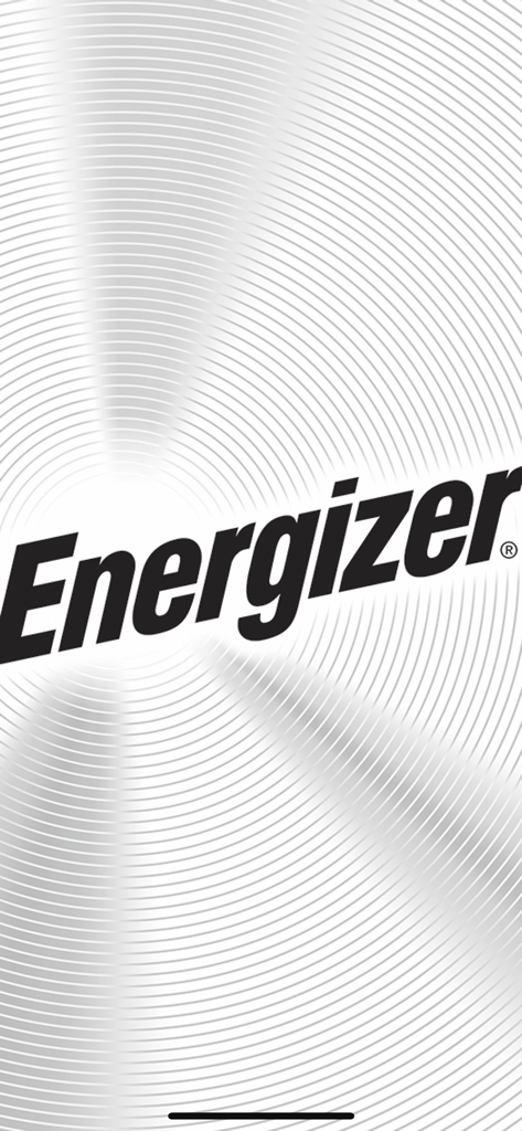 ENERGIZER SMART - Energizer Smart app splash screen featuring the black Energizer logo over a white radial pattern background