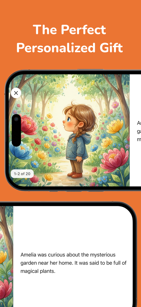 Kids Story Books - KidTeller - 일러스트 캐릭터와 맞춤 텍스트를 보여주는 모바일 기기의 맞춤 아동 도서 인터페이스