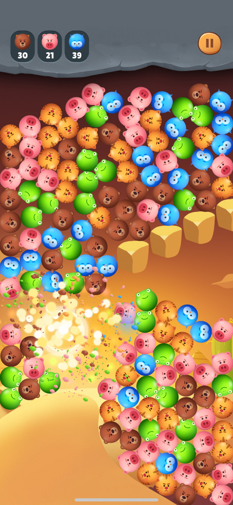 Baby Games: Bubble Pop - A vibrant gameplay screen from Baby Games: Bubble Pop featuring cute animal-shaped balloons and popping effects.
