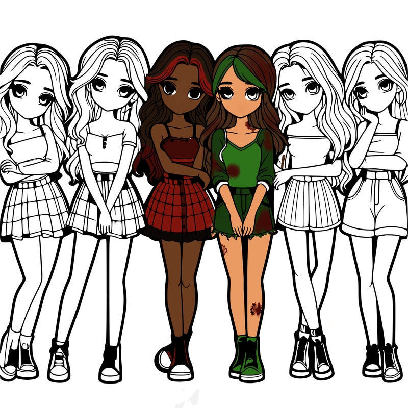 a group of girls realistic