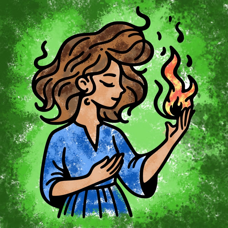 woman with fire