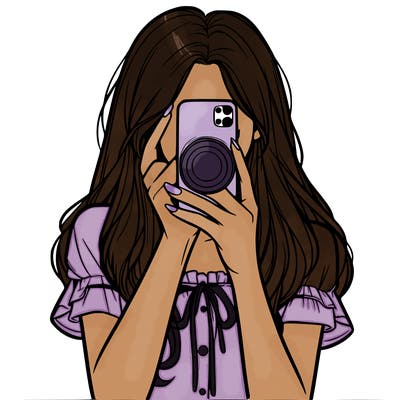 a realistic girl holding her phone taking pictures