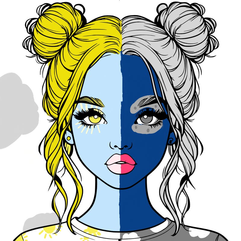 realistic girl with two buns in hair and lips