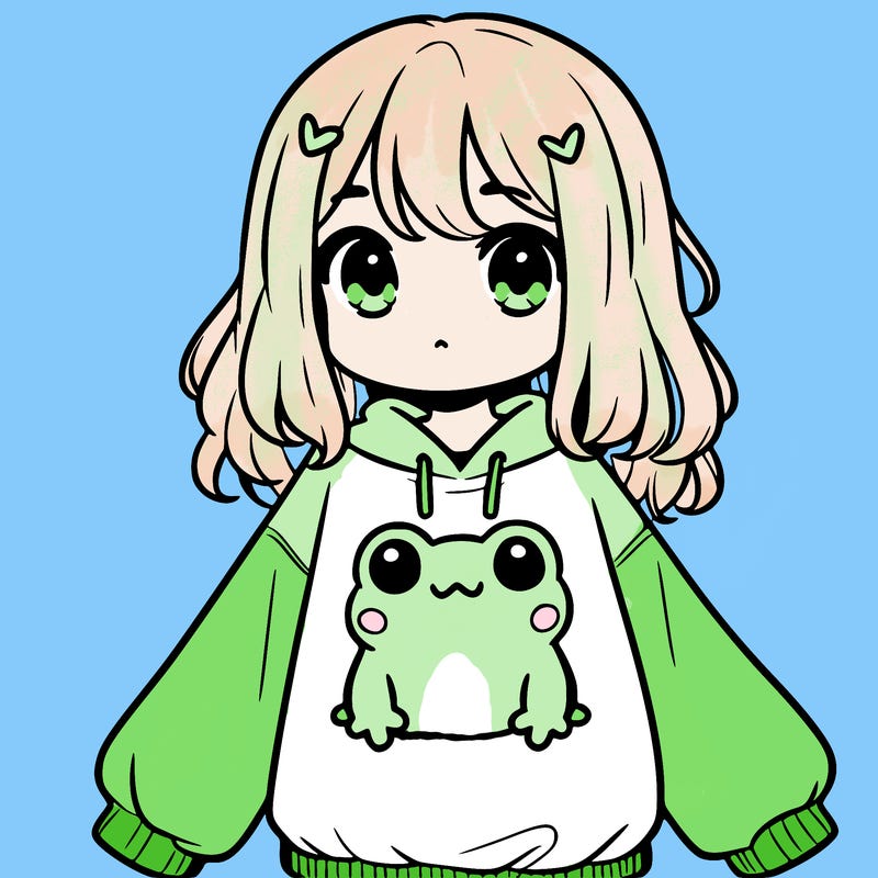 girl wearing frogging sweatshirt