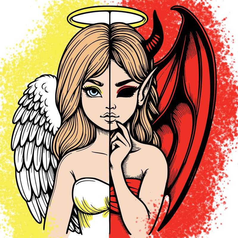 realistic angel half demon