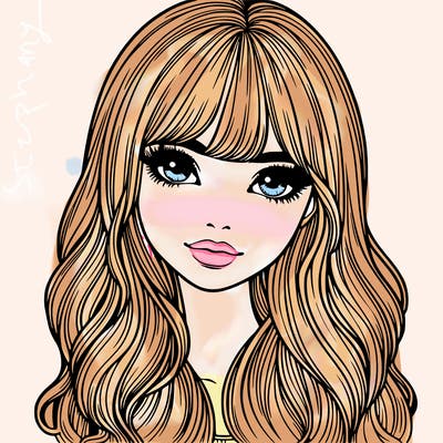 realistic girl with long hair and bangs