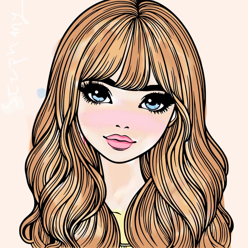 realistic girl with long hair and bangs