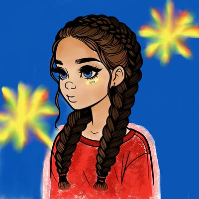 realistic girl with braids