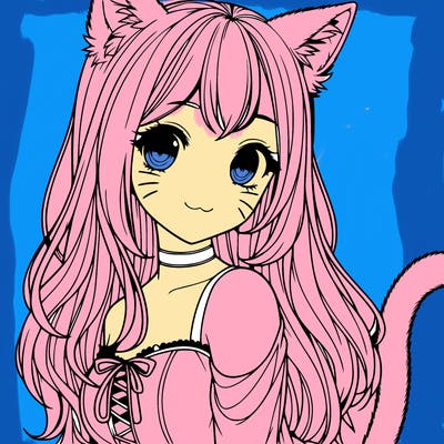 realistic girl with cat ears and a cat tail