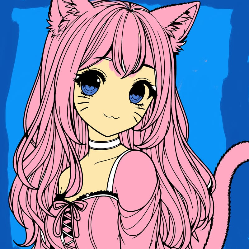 realistic girl with cat ears and a cat tail