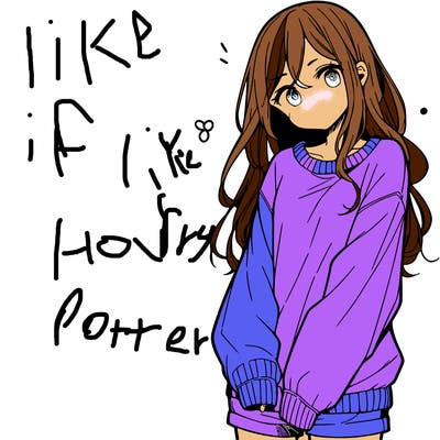 manga teen girl  in a sweater and baggy pants