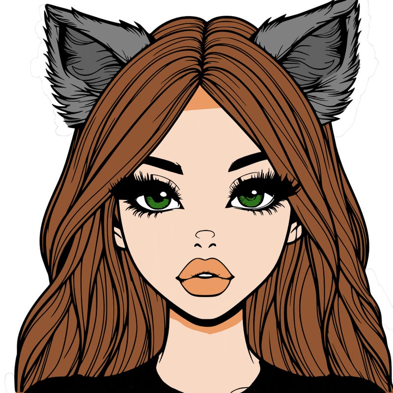 realistic girl with fox ears and realistic lips