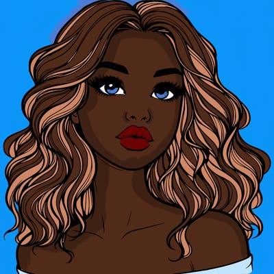 realistic girl with wavy hair and lips