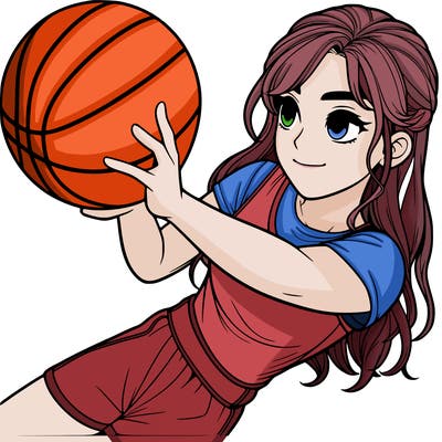realistic girl playing basketball