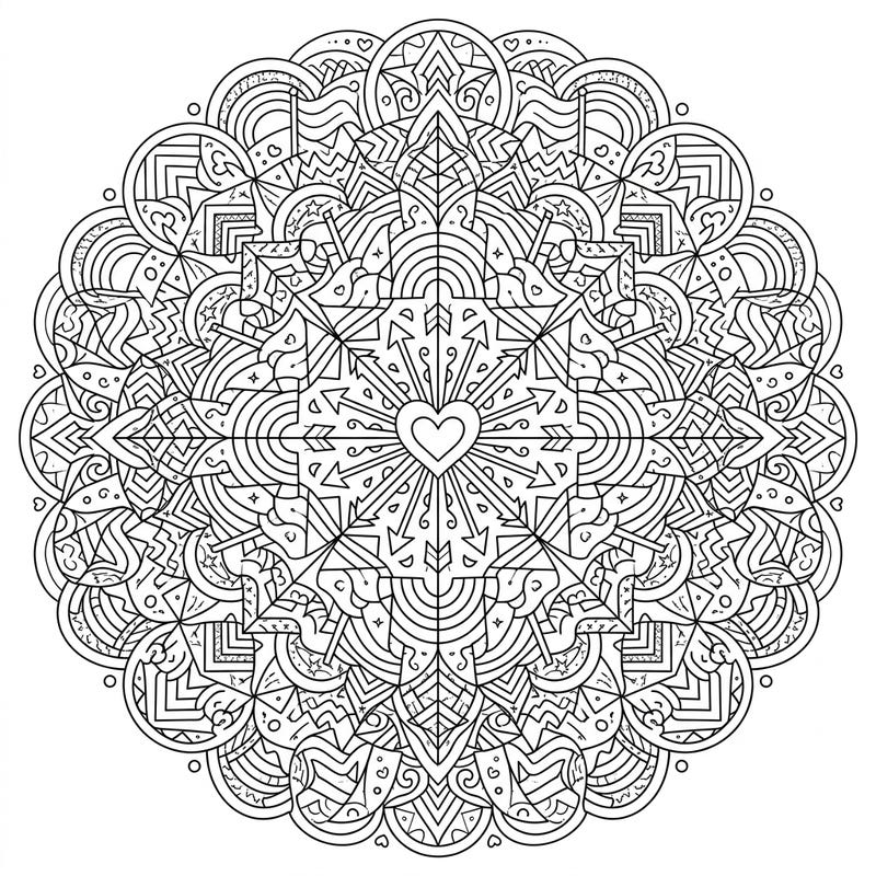 Embrace joy and mindfulness with this stunning intricate Pride Mandala coloring page, perfect for adults seeking detailed patterns and stress relief. Celebrate love, diversity, and community by adding your vibrant colors to this beautiful design.