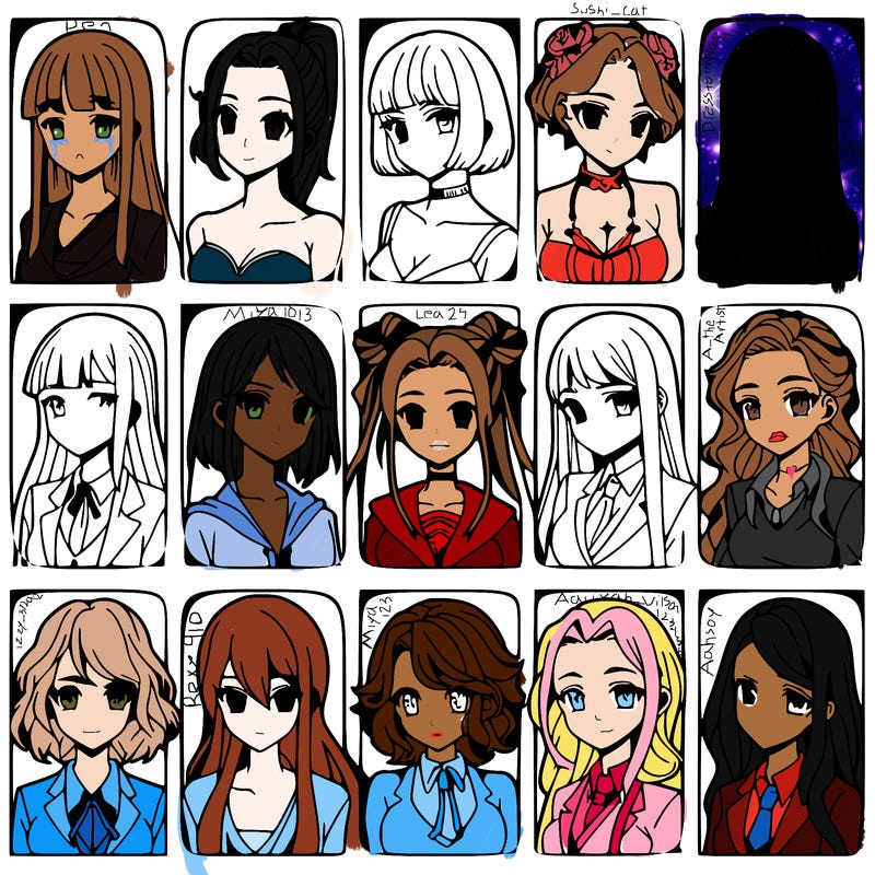 girls that look diffrent anime