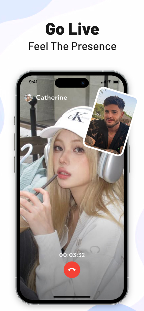 Salk: Share, Chat, Find Friend - 두 사용자가 실시간으로 연결되는 것을 보여주는 Salk 앱의 영상 통화 인터페이스