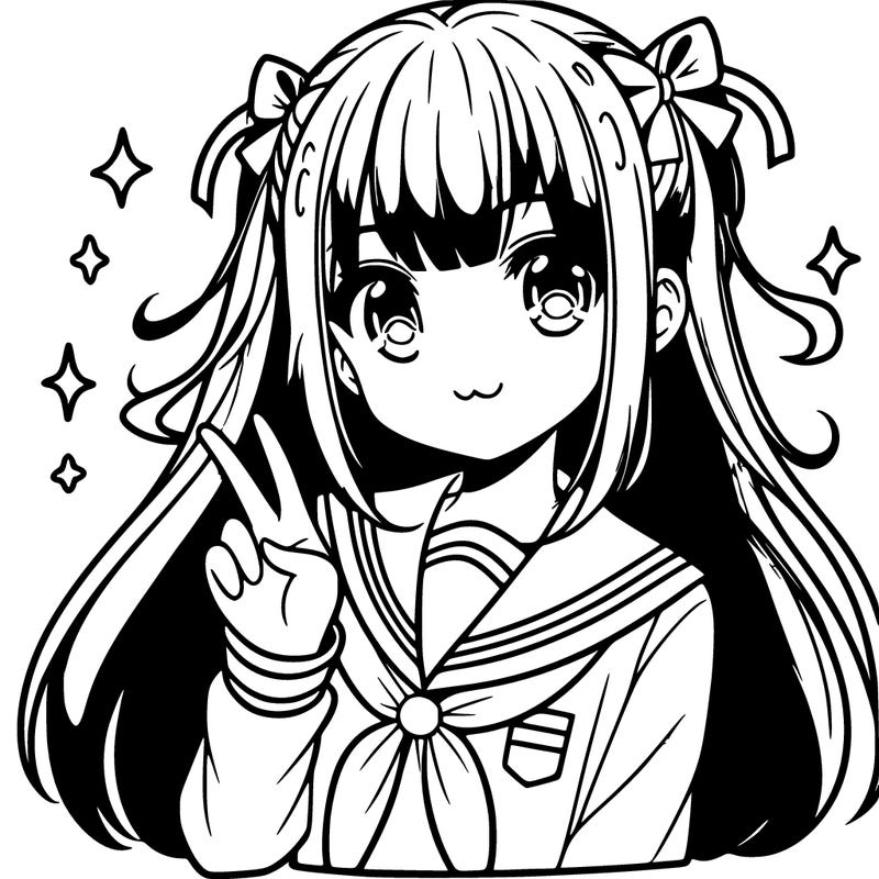 anime girl with typical school uniform and cute hair style