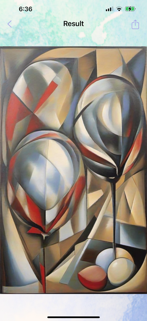 Una pintura de acuarela geométrica abstracta de copas de vino y huevos creada por IA