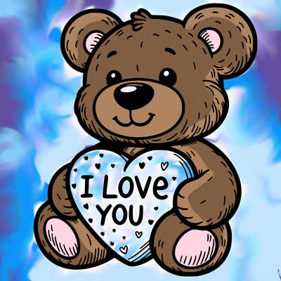 teddy bear holding an i love you heart