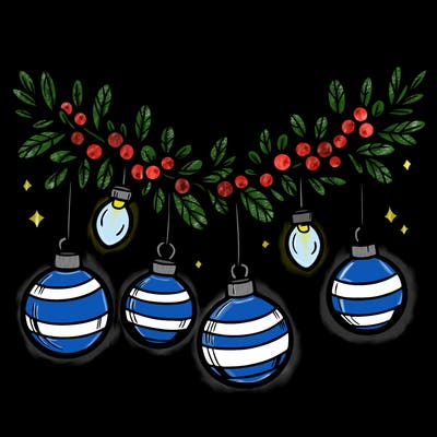 christmas garland with big bulbs