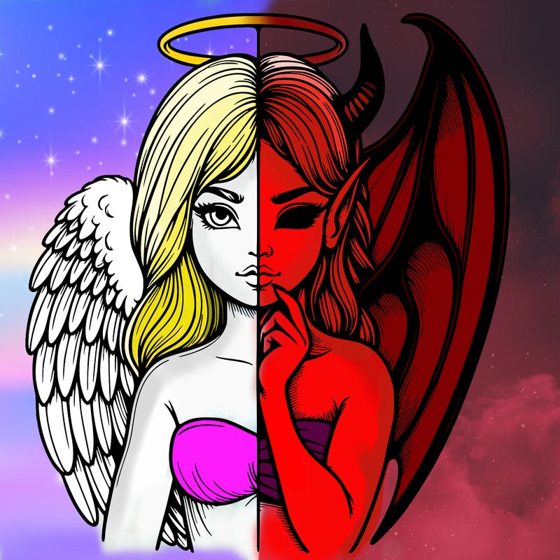 realistic angel half demon