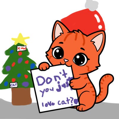 a small cat with a blank sheet of paper in its hand. the cat is sooooooo cute!