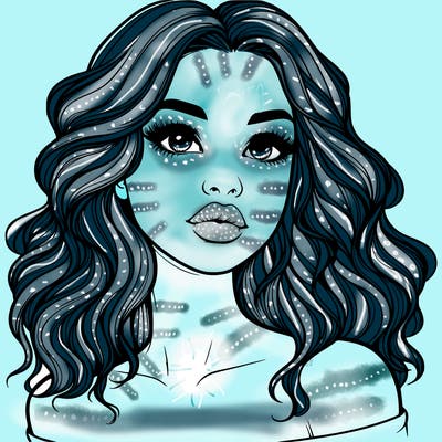 realistic girl with wavy hair and lips