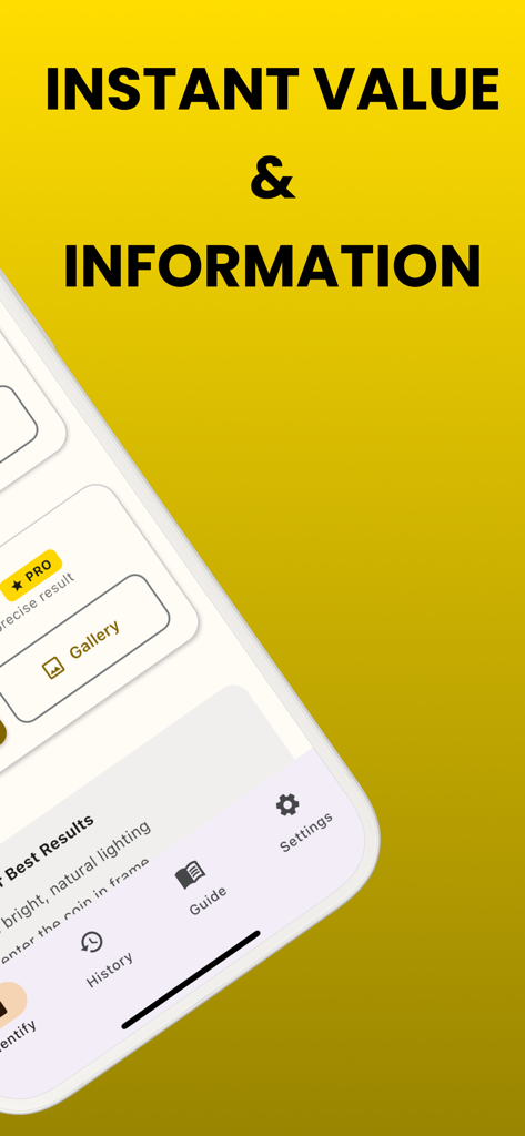 Coin identifier: CoinDetect - CoinDetect Mobile App-Oberfläche, die sofortigen Münzwert und Informationsfunktionen anzeigt