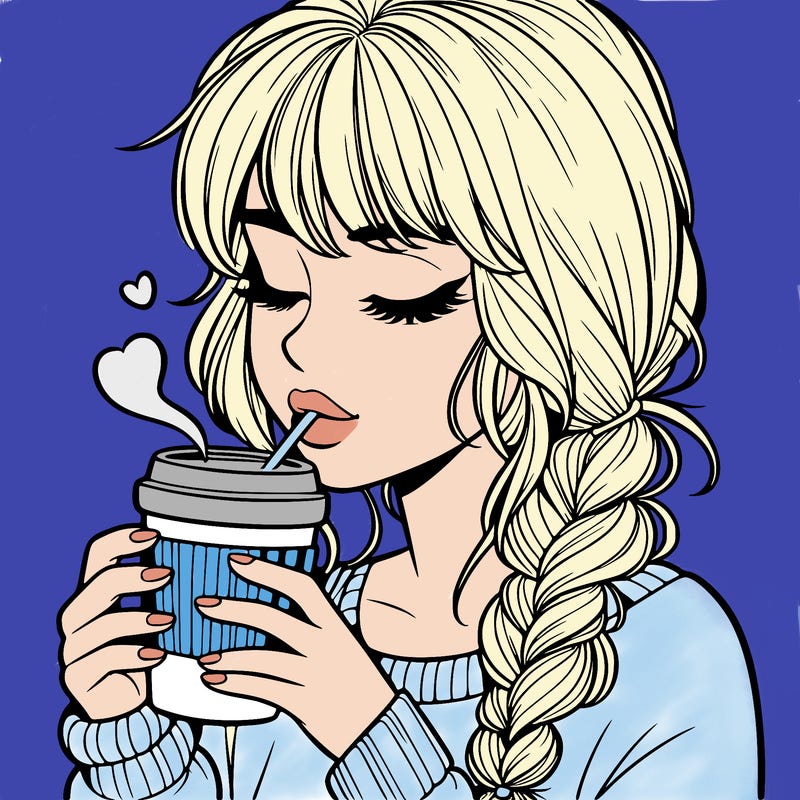 realistic girl drinking coffee