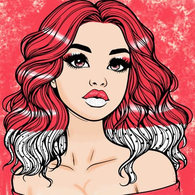 realistic girl with wavy hair and lips