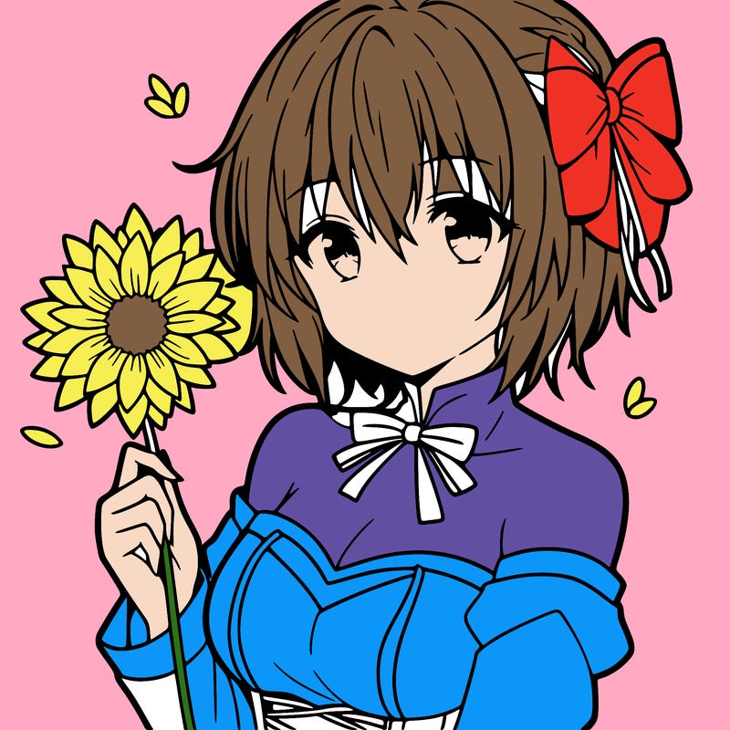anime girl holding a flower