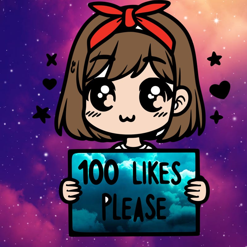 girl holding sign saying 100 likes please