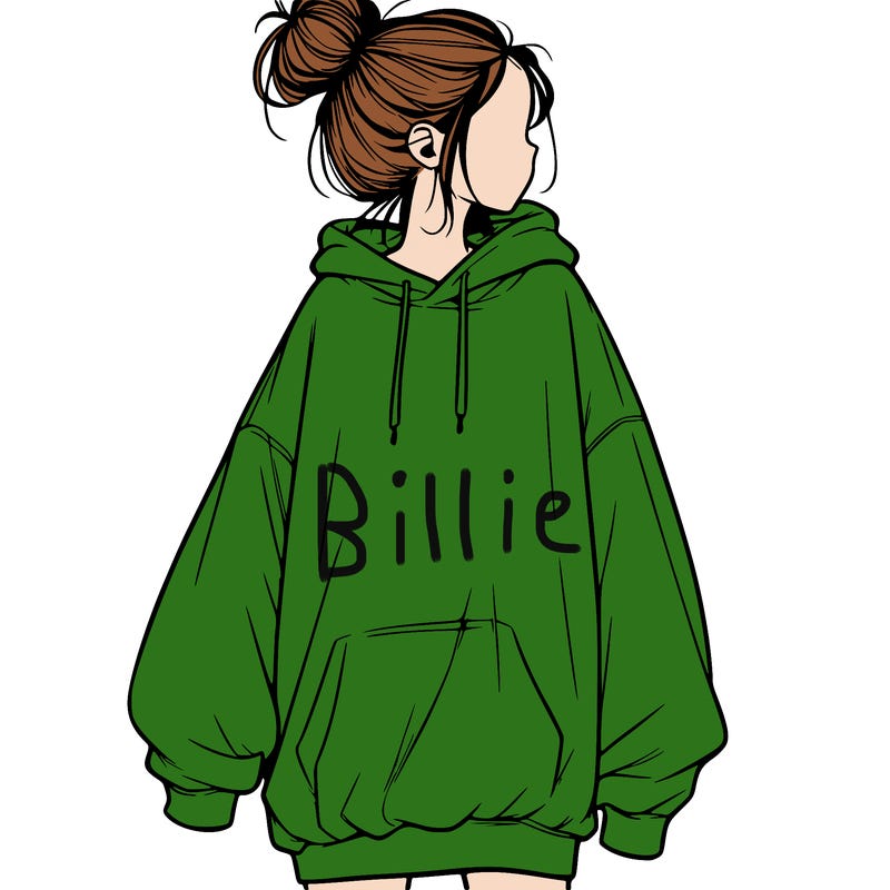 realistic girl with a oversized sweatshirt on and a bun