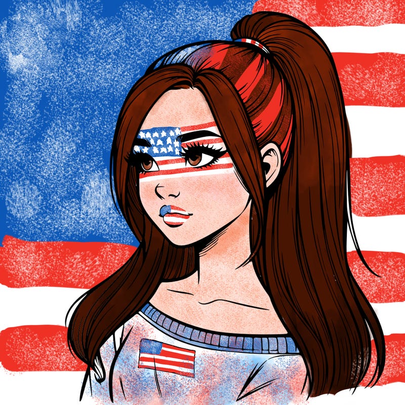 realistic girl with a high ponytail