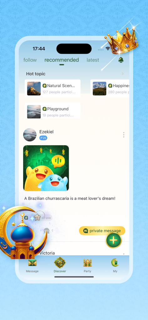 YoHoo Star - Schermata dell'app YoHoo Star che mostra argomenti caldi e feed della community sociale