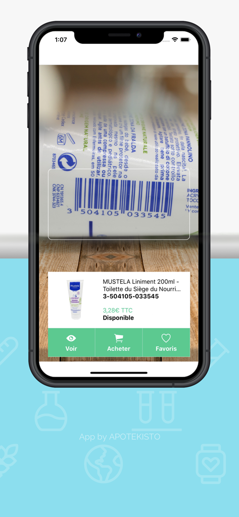 Pharmacie du Centre Albert - Scan d'un code-barres de produit avec l'application mobile de la Pharmacie du Centre Albert