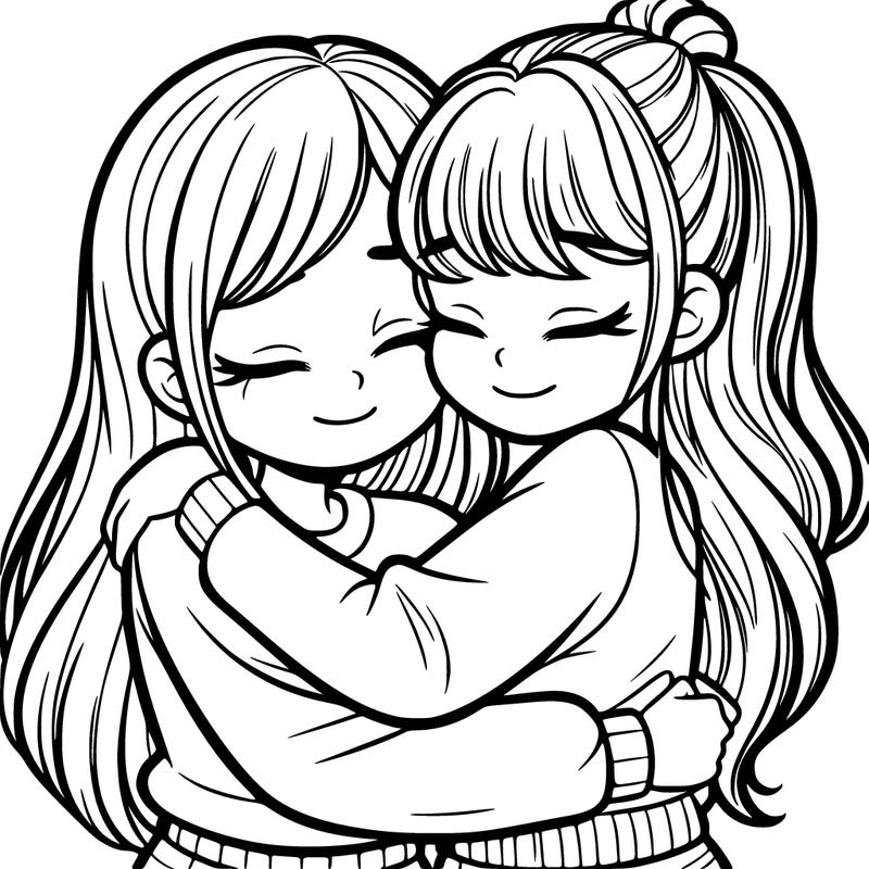 two girls hugging