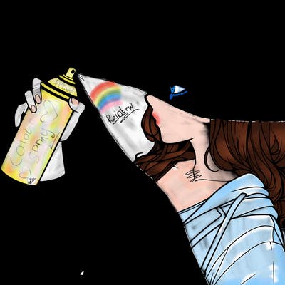 a realistic girl spray, painting